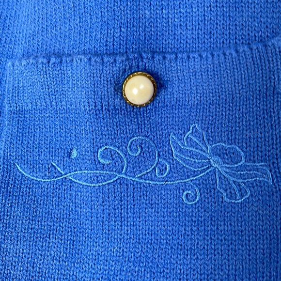 Vintage Royal Blue Knit Cardigan by TRADITION NWT floral embroidery - Picture 7 of 16